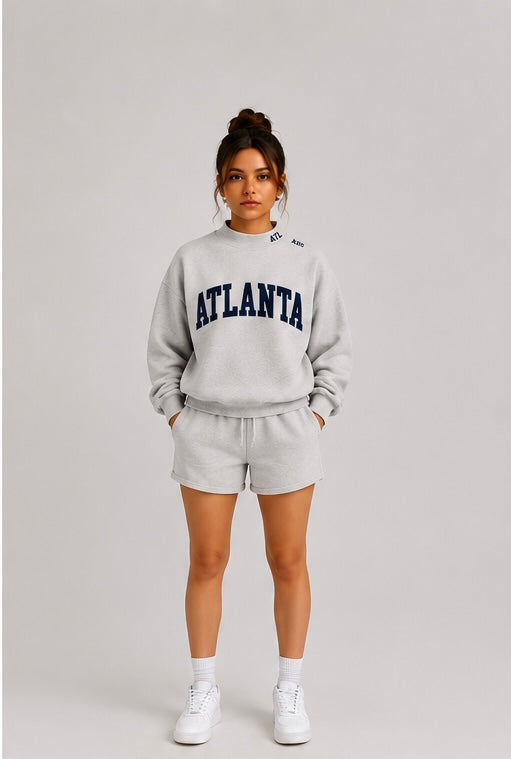 ATLANTA Embroidered Oversized Mockneck Sweatshirt