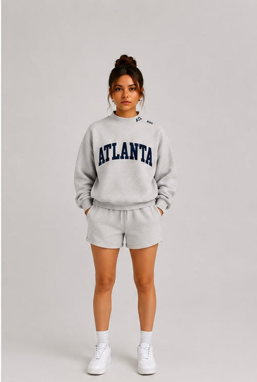 Atlanta heather grey oversized mockneck sweatshirt