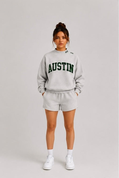 Austin heather grey oversized mockneck sweatshirt