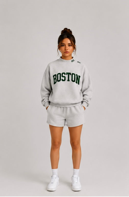 Boston heather grey oversized mockneck sweatshirt